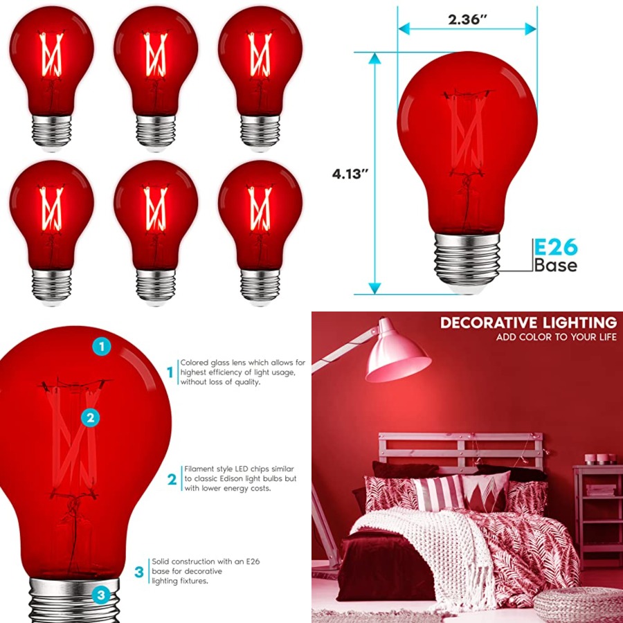 Lighting Decor Outdoor - A19 에디슨 LED 전구, 4.5W 60W