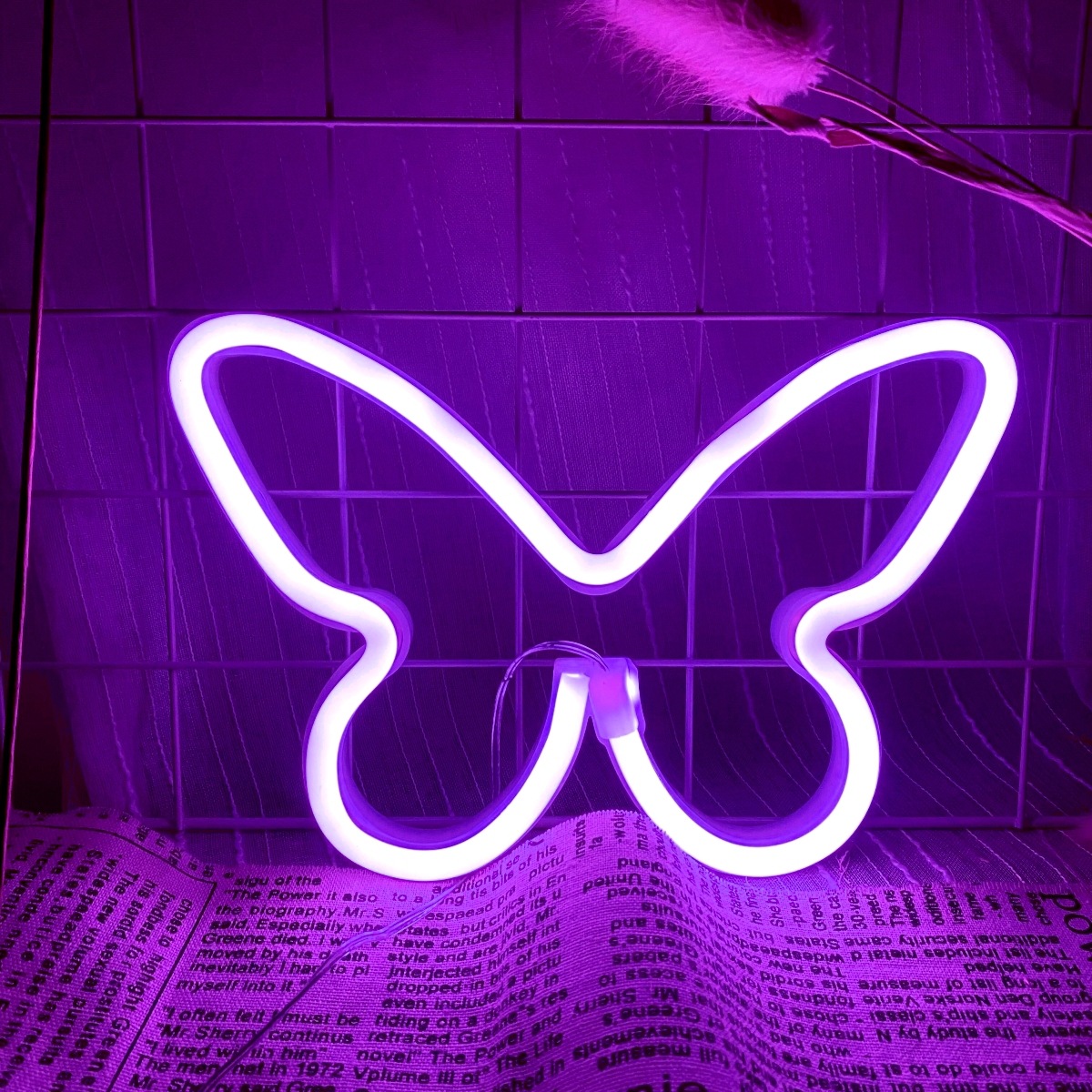 Foyer Lighting Wall Decor - LED 나비 네온 조명, USB 또는