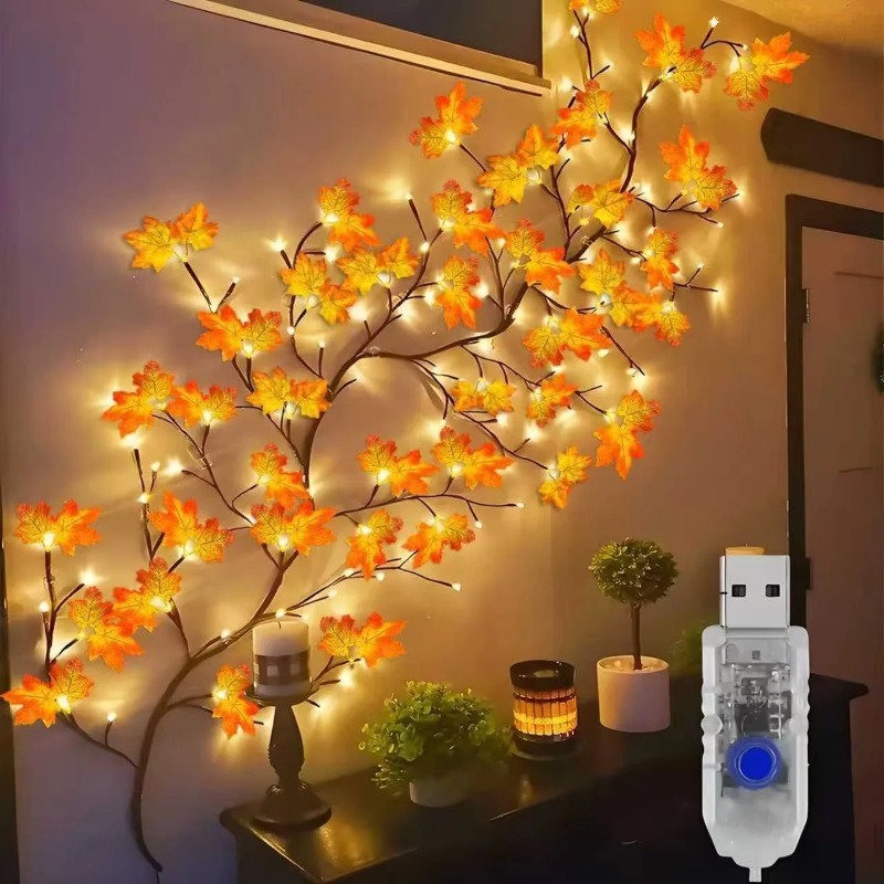 Lighting Decor Home - DIY 단풍잎 장미 펜던트 USB 전원