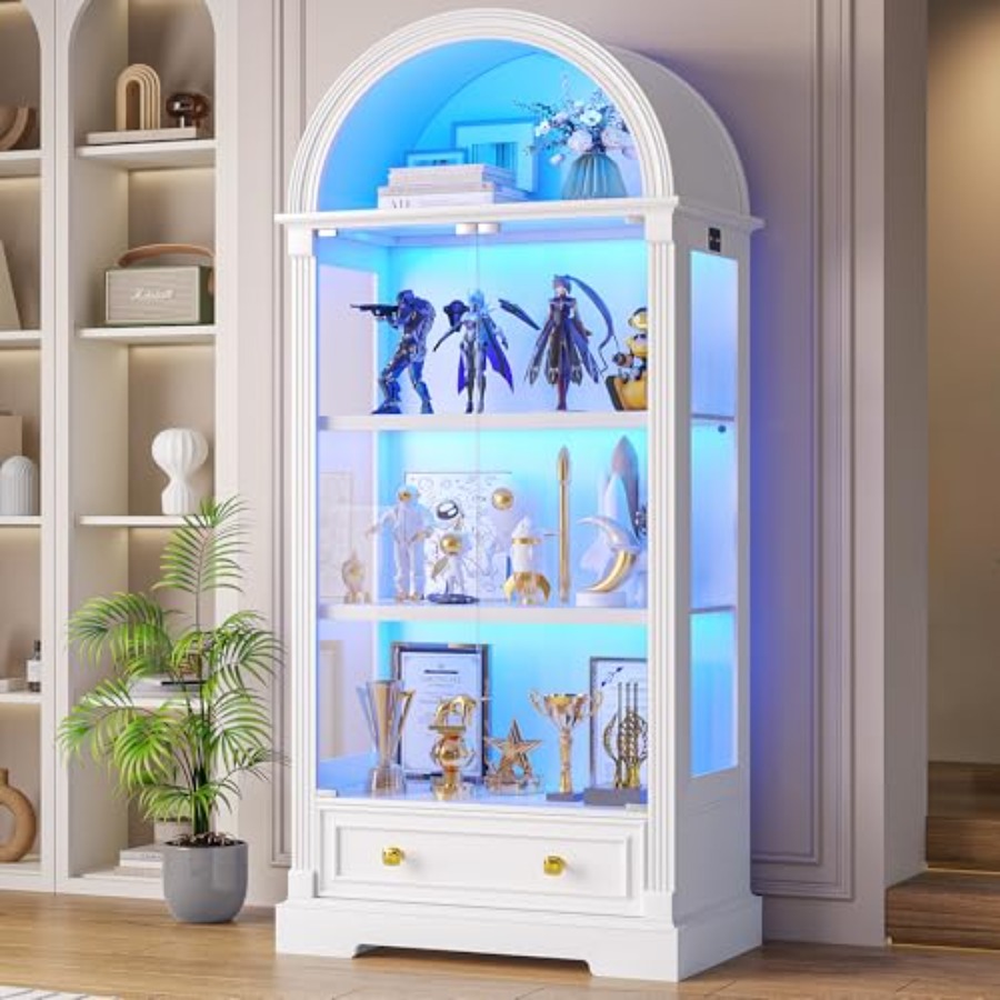 Lighting & Home Decor Studio Photos - 거실용 아치형 디스플레이 캐비닛, 강화유리 문,