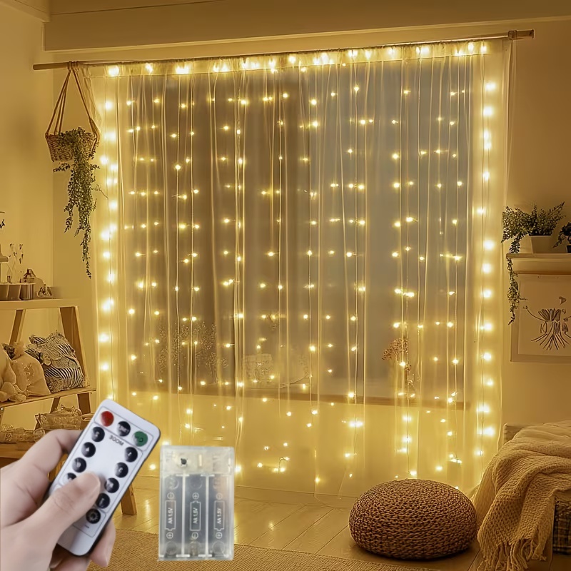 Fairy Light Curtain - 3M-6M 크리스마스 장식 리모컨 휴일 웨딩