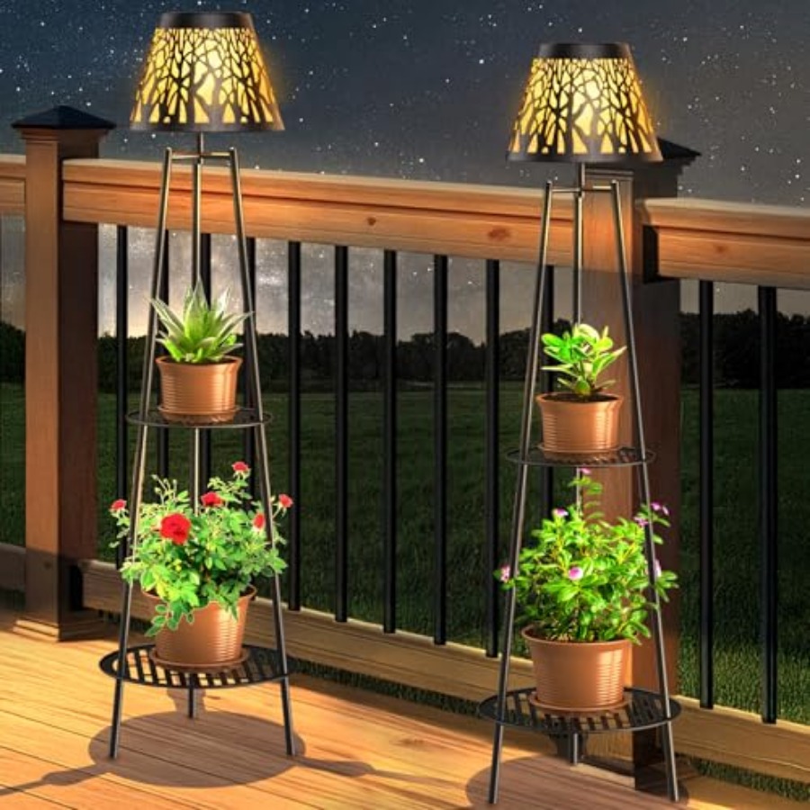 Lighting Decor Outdoor - 2팩 야외용 태양광 바닥 램프(식물 스탠드