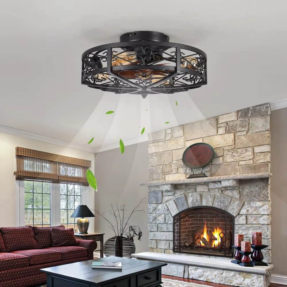 Decor Lighting Ceiling Fans - 20인치 케이지형 천장 선풍기(조명 포함) 빈티지풍