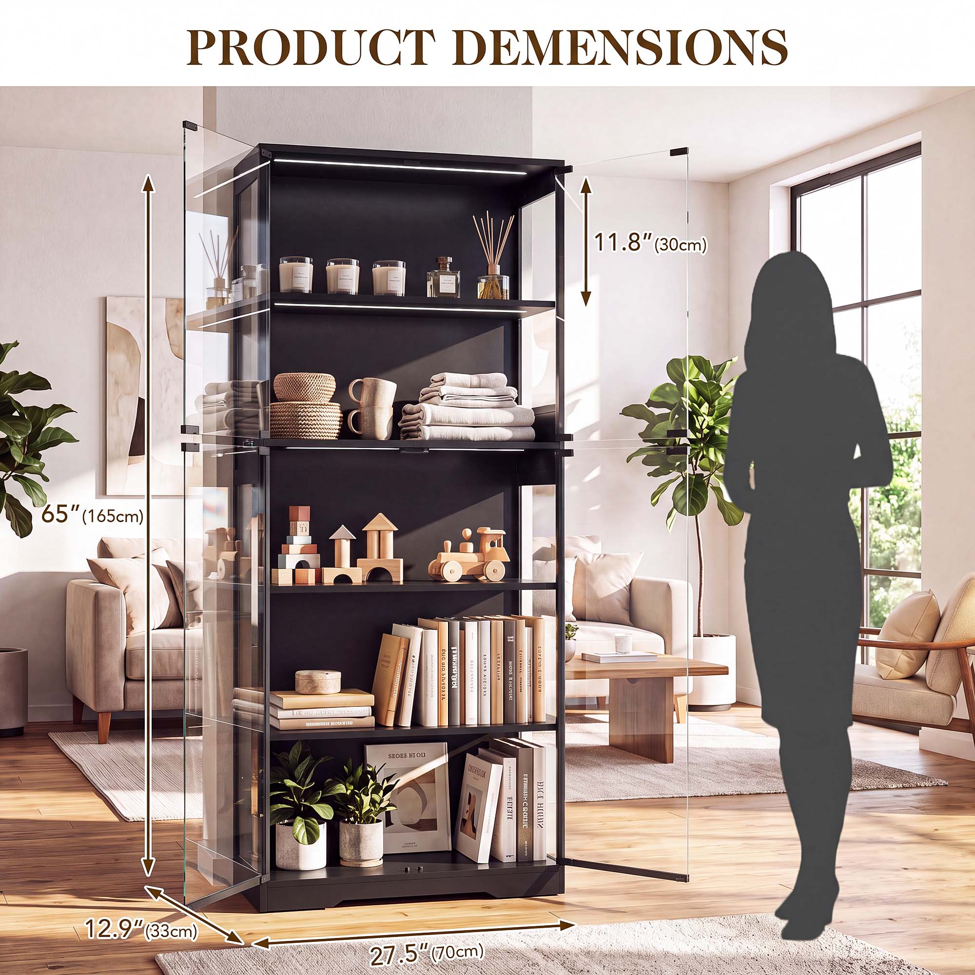 TCGBKAF 5단 디스플레이 캐비닛(유리 도어 포함) - Lighting & Home Decor Studio Photos 리뷰 및 가격