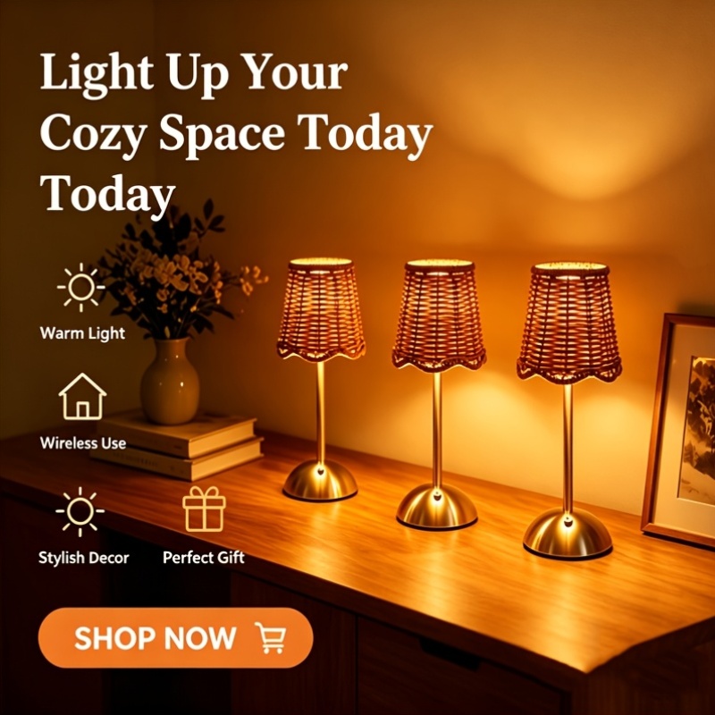 보헤미안 스타일의 라탄 아트 테이블 램프, 3단계 밝기 - Home Lighting And Decor 리뷰 및 가격