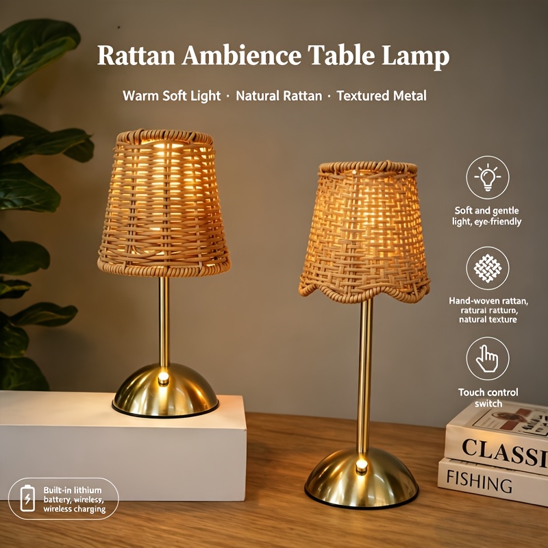 보헤미안 스타일의 라탄 아트 테이블 램프, 3단계 밝기 - Home Lighting And Decor 리뷰 및 가격