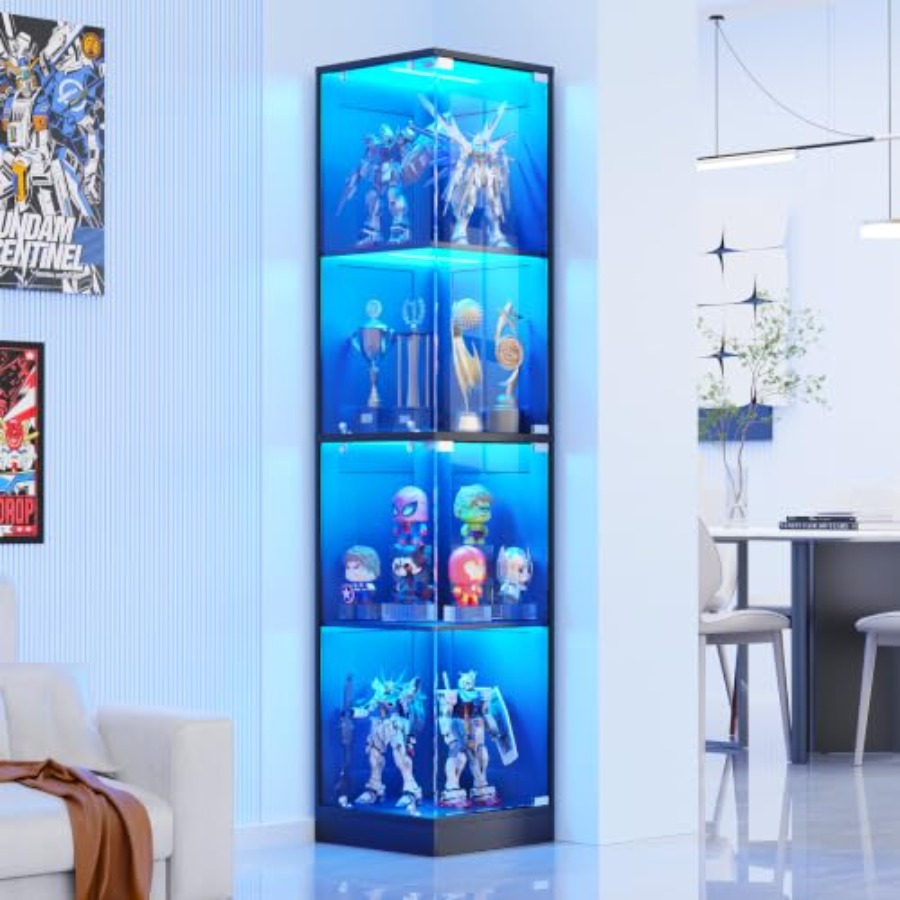 유리문이 있는 코너 진열장, 화이트 MDF 목재, 3색 - Lighting & Home Decor Studio Photos 리뷰 및 가격