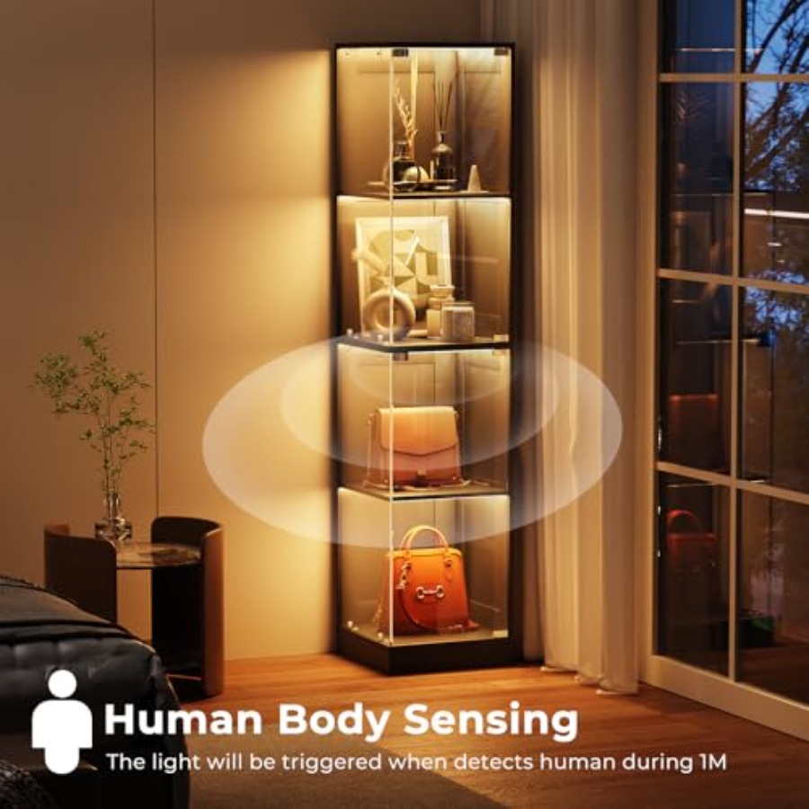 유리문이 있는 코너 진열장, 화이트 MDF 목재, 3색 - Lighting & Home Decor Studio Photos 리뷰 및 가격