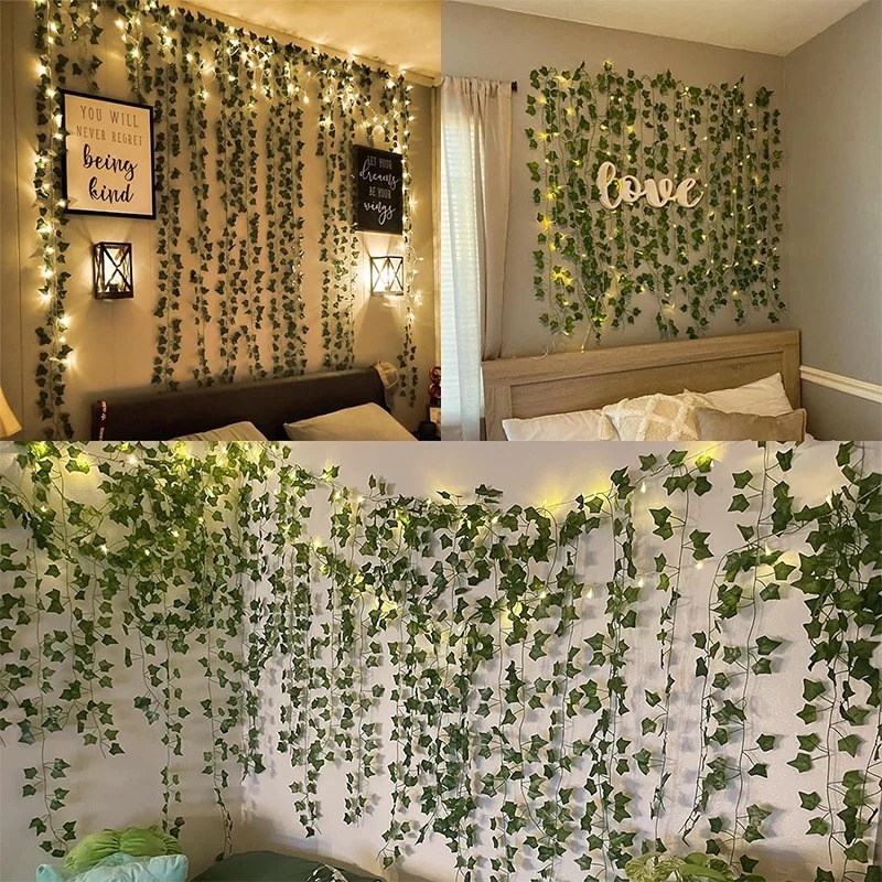 녹색 아이비 LED 조명 스트링 잎 인공 화환 걸이식  - Lighting Decor For Diwali 리뷰 및 가격