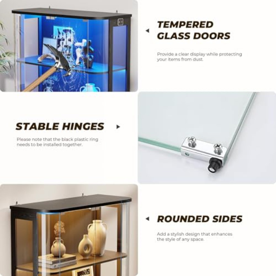 3단 원형 디스플레이 캐비닛(조명 포함), 인체 감지  - Lighting & Home Decor Studio Photos 리뷰 및 가격