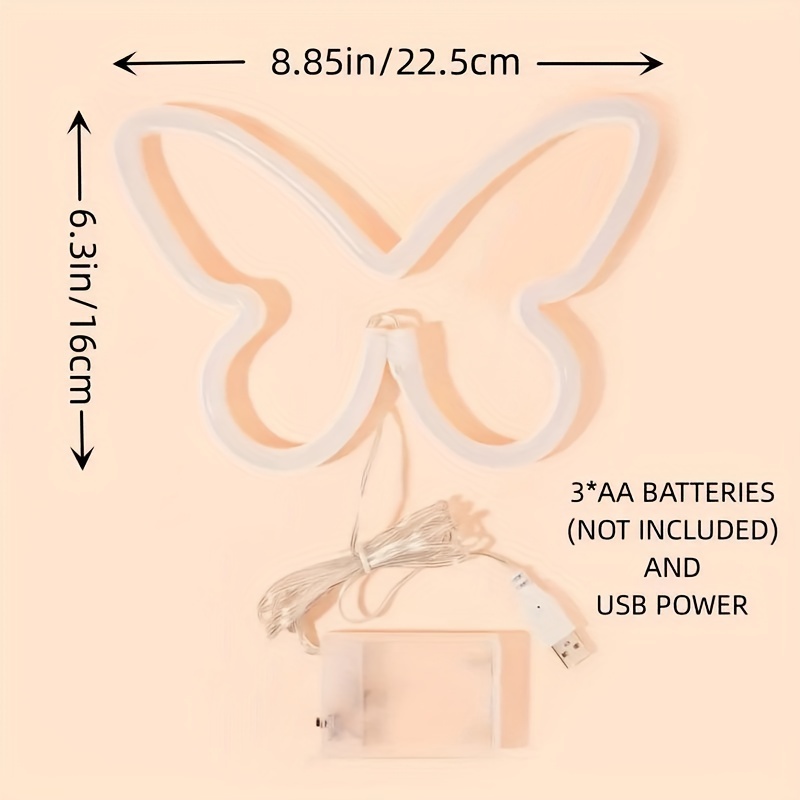LED 나비 네온 조명, USB 또는 배터리로 구동되는 - Foyer Lighting Wall Decor 리뷰 및 가격
