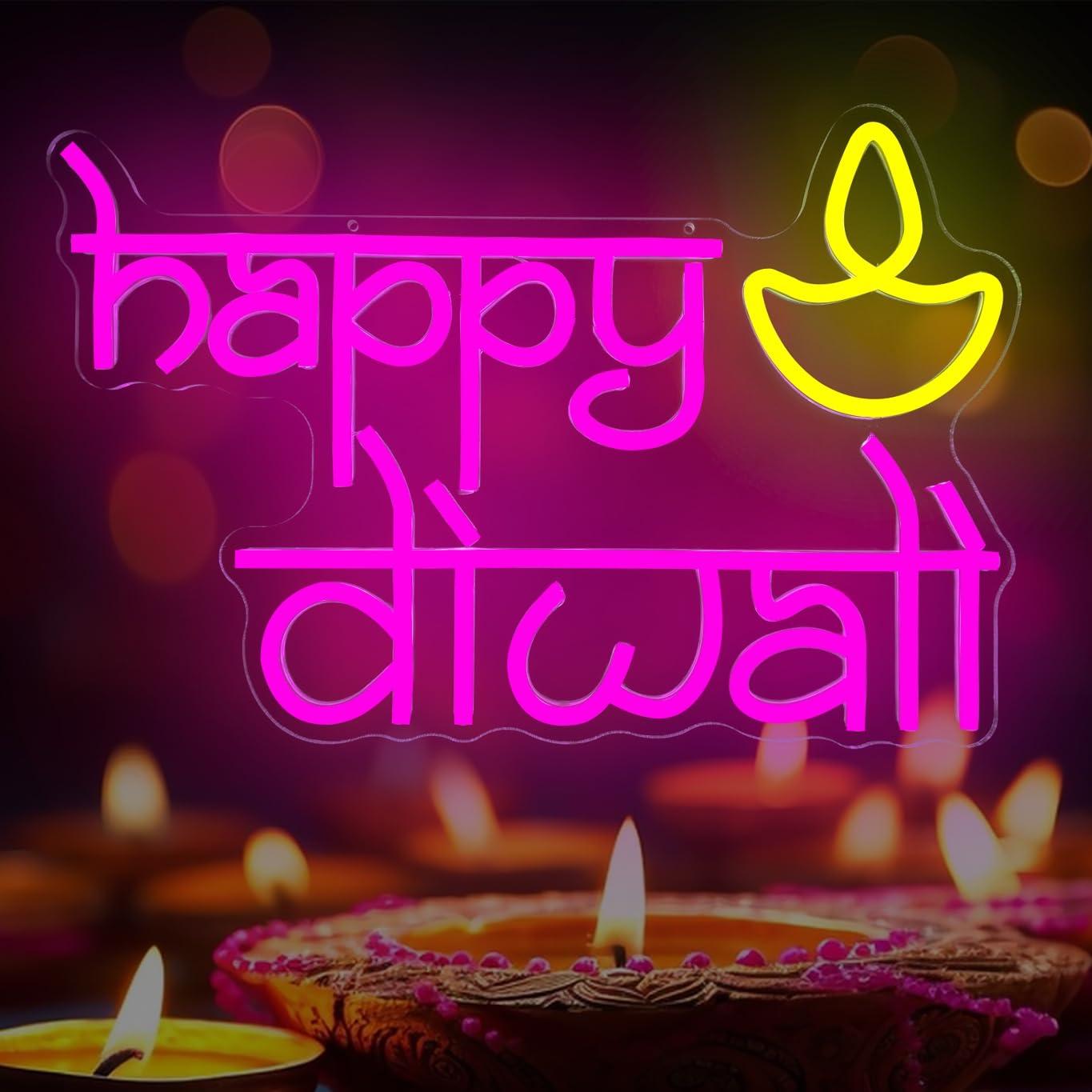 행복한 디왈리 네온사인 USB 전원 LED 디밍 가능  - Lighting Decor For Diwali 리뷰 및 가격
