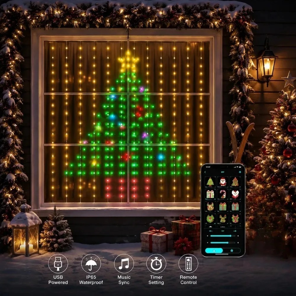 LED 픽셀 커튼 조명 블루투스 앱 제어 RGB 스마트 - Home Lighting And Decor 리뷰 및 가격