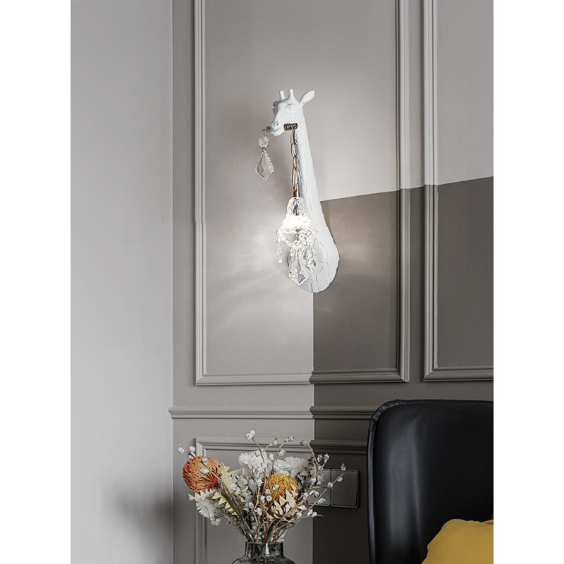 현대적인 창의적인 레진 기린 LED 벽등 침실 침대 머 - Foyer Lighting Wall Decor 리뷰 및 가격