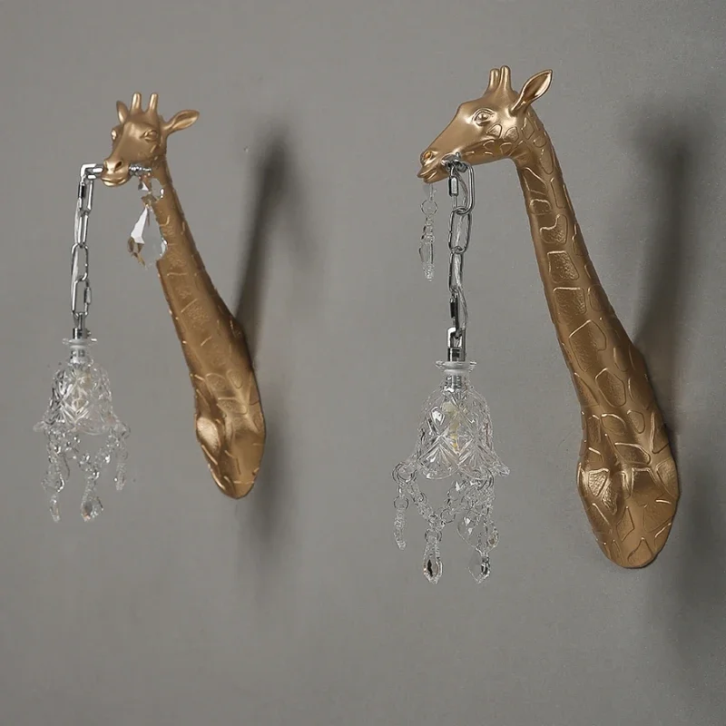 현대적인 창의적인 레진 기린 LED 벽등 침실 침대 머 - Foyer Lighting Wall Decor 리뷰 및 가격