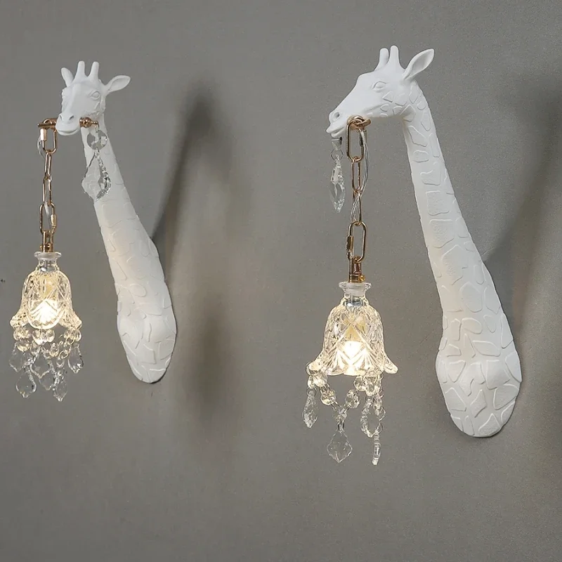 현대적인 창의적인 레진 기린 LED 벽등 침실 침대 머 - Foyer Lighting Wall Decor 리뷰 및 가격