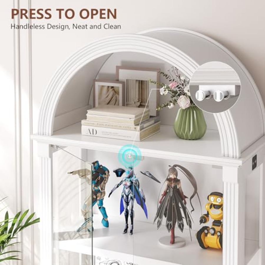 거실용 아치형 디스플레이 캐비닛, 강화유리 문, 화이트 - Lighting & Home Decor Studio Photos 리뷰 및 가격