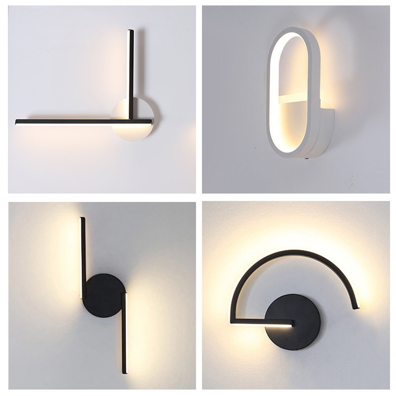 현대적인 북유럽 LED 벽등, 미니멀리스트 블랙 기하학 - Decor Lighting Table Lamps 리뷰 및 가격