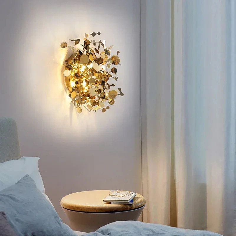 현대 노르딕 미니멀리스트 잎 모양 스테인리스 스틸 LE - Foyer Lighting Wall Decor 리뷰 및 가격