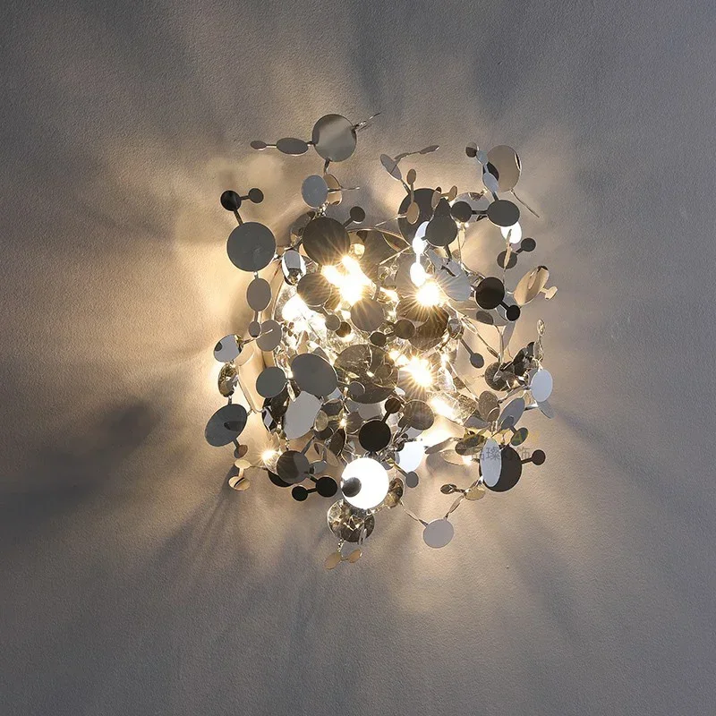 현대 노르딕 미니멀리스트 잎 모양 스테인리스 스틸 LE - Foyer Lighting Wall Decor 리뷰 및 가격