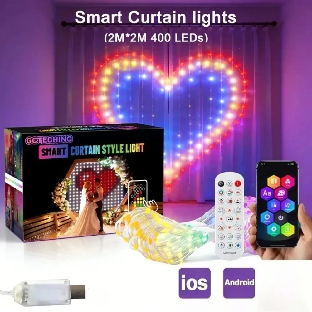 스마트 RGB LED 커튼 조명 블루투스 앱 제어 픽셀 - Fairy Light Curtain 리뷰 및 가격
