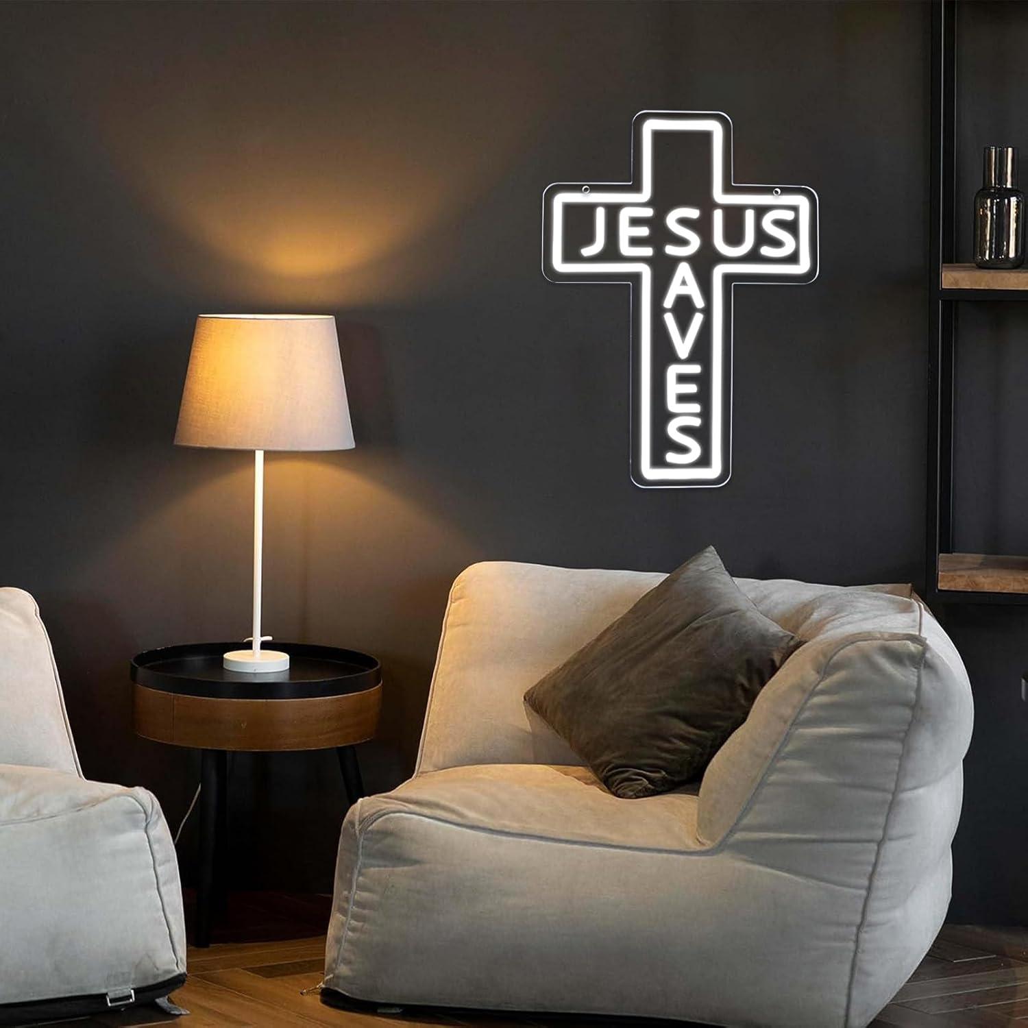 예수님은 십자가를 구원합니다 네온사인 USB 디밍 가능 - Lighting Decor Living Room 리뷰 및 가격