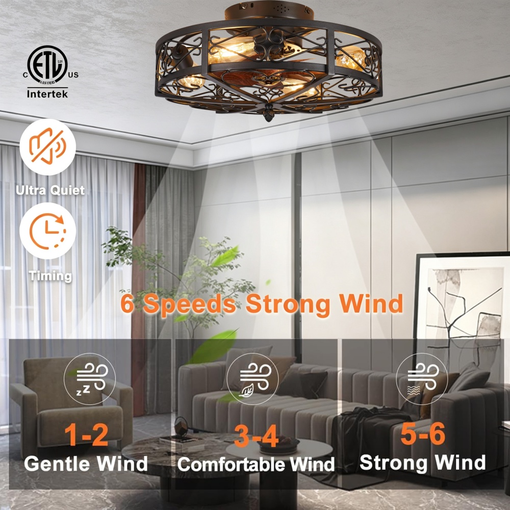 20인치 케이지형 천장 선풍기(조명 포함) 빈티지풍 농 - Decor Lighting Ceiling Fans 리뷰 및 가격