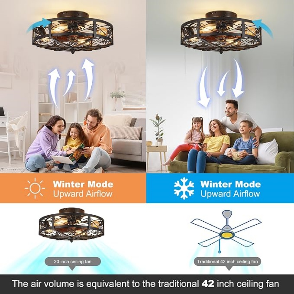 20인치 케이지형 천장 선풍기(조명 포함) 빈티지풍 농 - Decor Lighting Ceiling Fans 리뷰 및 가격