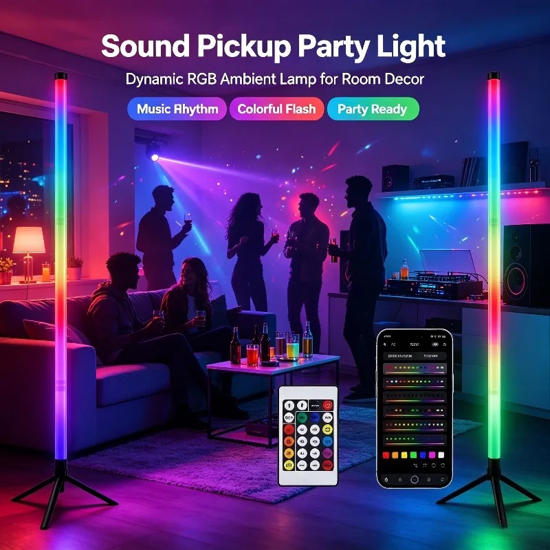 2개입 120CM RGB 플로어 램프, 사운드 반응형  - Home Lighting And Decor 리뷰 및 가격
