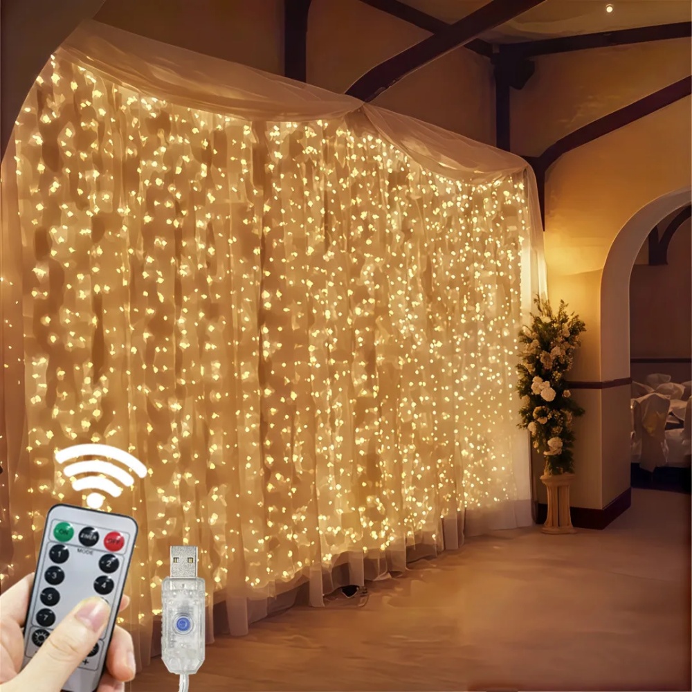 3/6m LED 커튼 스트링 조명 USB 페스툰 리모컨 - Fairy Light Curtain 리뷰 및 가격