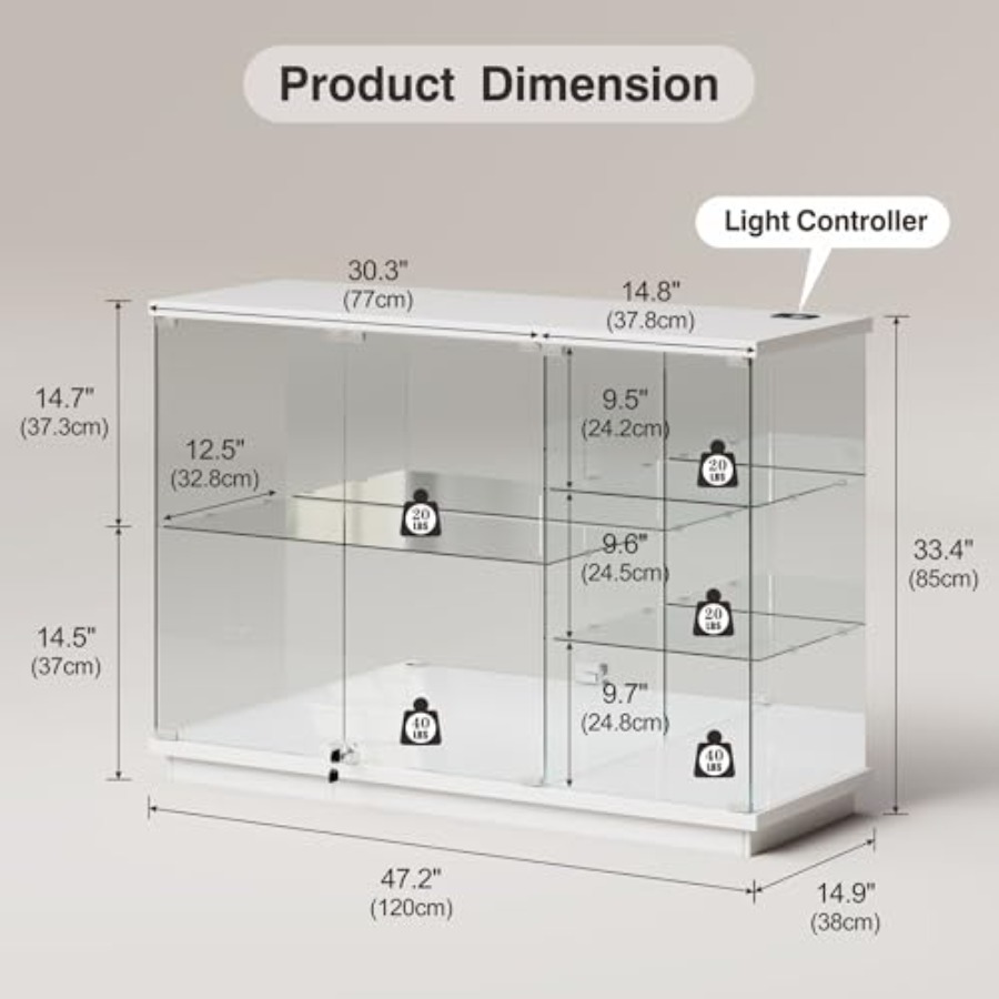 수집품 보관용 잠금장치가 있는 RGB 유리 디스플레이  - Lighting & Home Decor Studio Photos 리뷰 및 가격