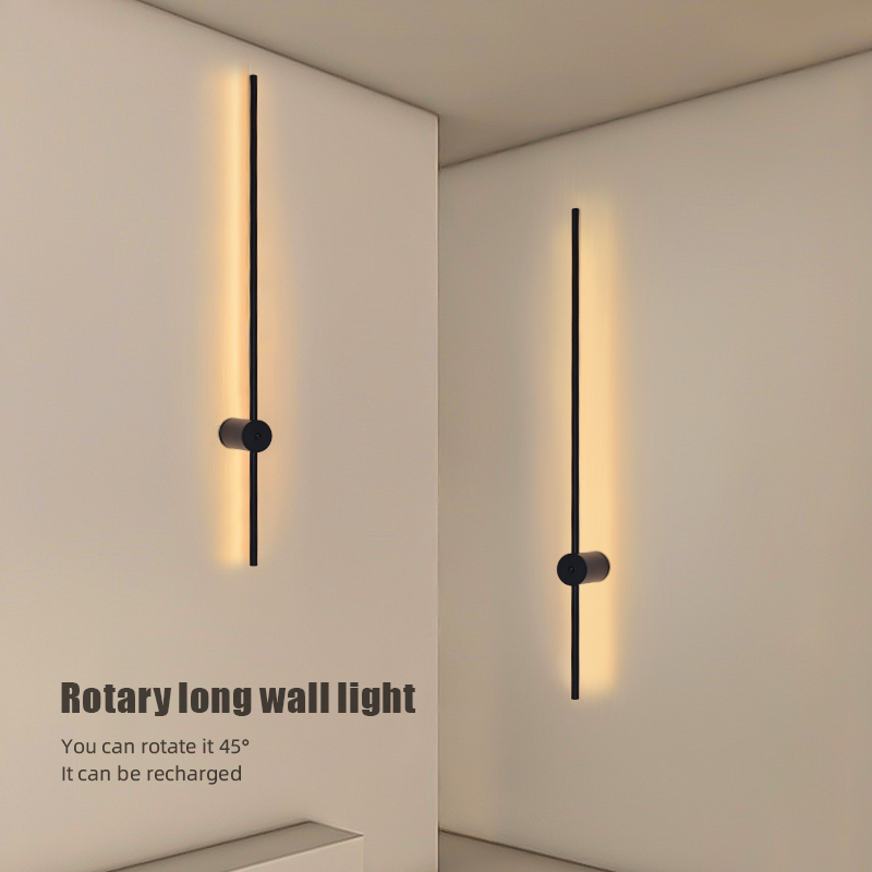 현대적인 충전식 LED 벽등 블랙 알루미늄 바디 선형  - Decor Lighting Table Lamps 리뷰 및 가격